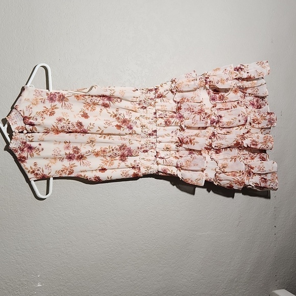 1 State Dress Womens Size M Floral Keyhole Button Sleeveless Ruffel - Picture 2 of 9